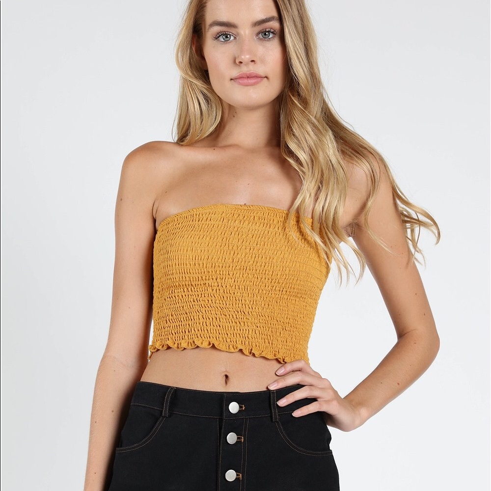 SOLID TUBE TOP WITH LETTUCE HEM - Picture 3 of 5